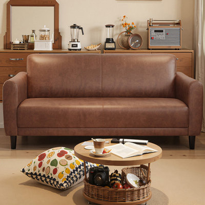 Brown Genuine Leather Standard Sofa cushion Loveseat