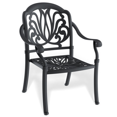 3-Piece Set Of Cast Aluminum Patio Furniture With Brown Cushions