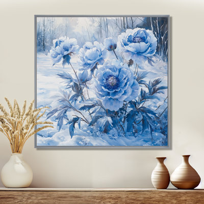 Pivoine bleue glacée II - art mural pivoines pour le salon