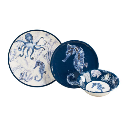 Sea Life Melamine 12 pc Dinnerware Set