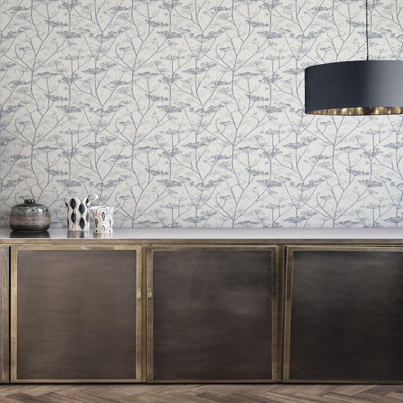 Floral Metallic Wallpaper Roll, Sage/Gold