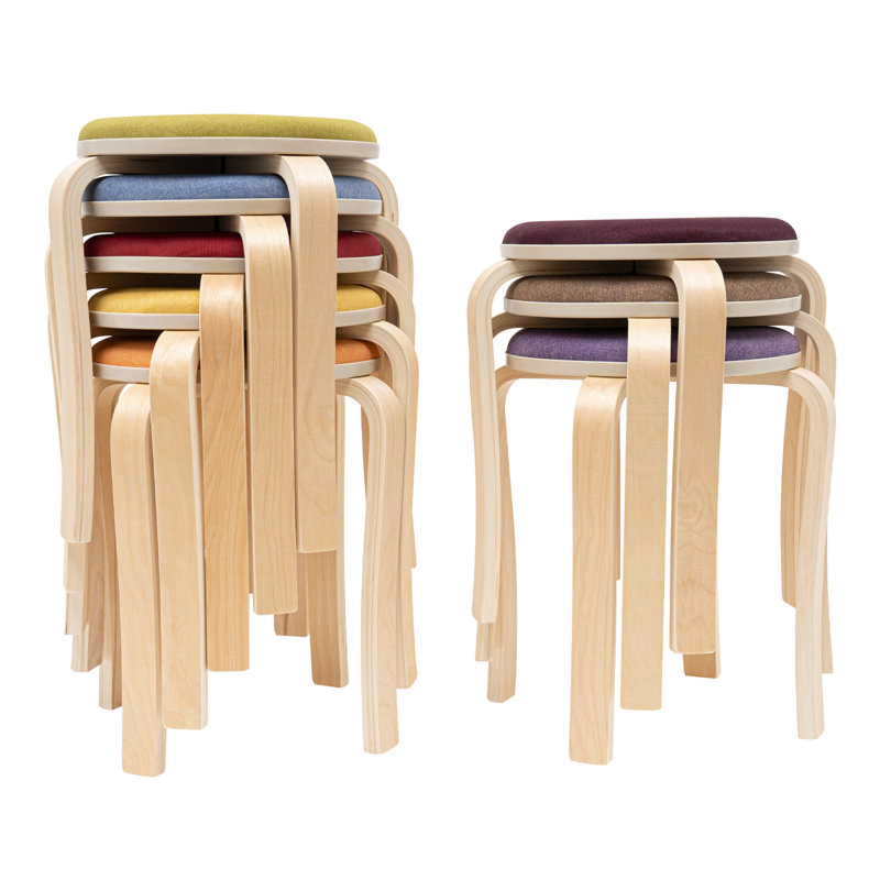 Ensemble de 8 tabourets ronds empilables et rembourrés pour la salle à manger et la maison
