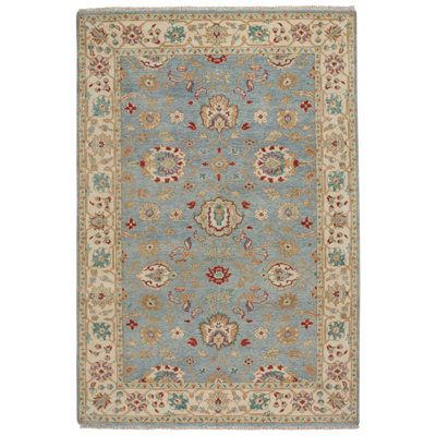 Sarah Hand-Knotted Wool Blue Beige Area Rug