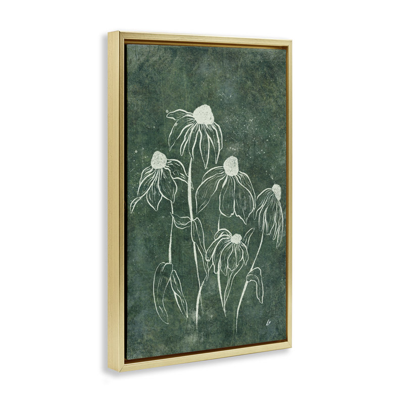  «Echinacée Garden Blooms» par Lydia Orange, H 31 po x l 21 po, Cadre flottant métallique doré