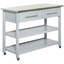 Sturdy Kitchen Island with Stainless Steel Top, Ample Storage, and 2-Tier Open Shelves for Enhanced Organization and Functionality.