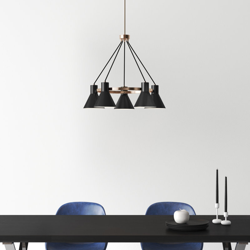 Byers 5-Light Dimmable Wagon Wheel Chandelier, Satin Bronze, No