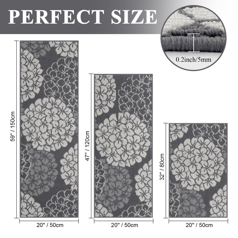 Tapis de couloir Hydrangea, Gris