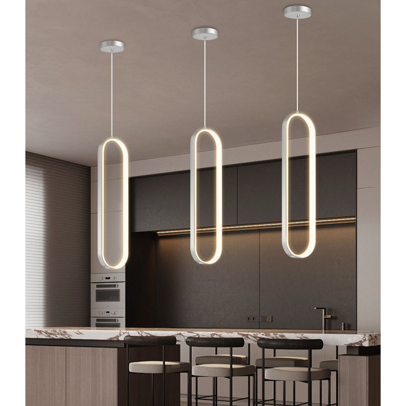 Lustre moderne moderne à DEL, Silver