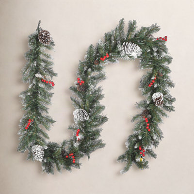 Leavon 108" Frosted Pre-Lit Berry Garland