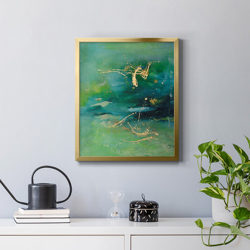 «Peaceful Diptych II», toile encadrée de qualité supérieure - prête à être accrochée, Or, H 20 po x l 16 po
