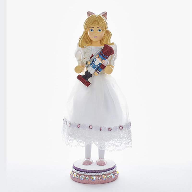 15-Inch White and Pink Clara Nutcracker with Miniature Prince