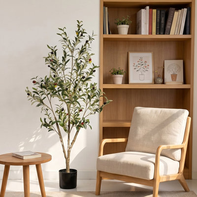 Olive artificielle 5 pi dans un pot en plastique noir
