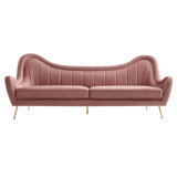 Coder Channel Tufted Performance Velvet Sofa In Dusty Rose