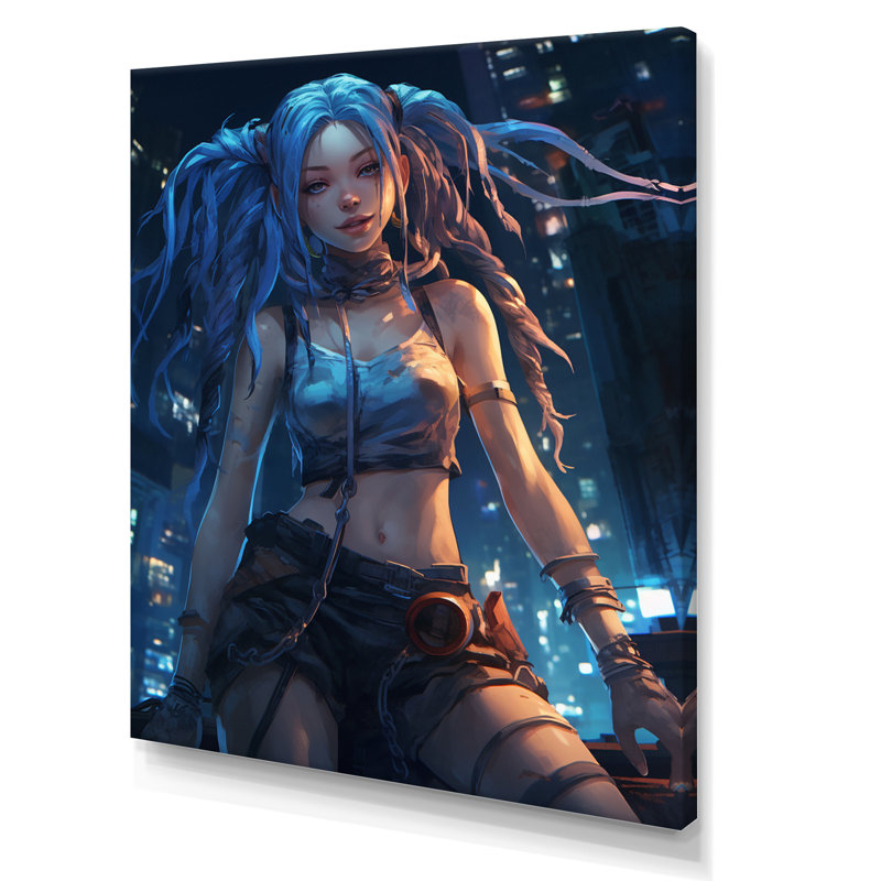 «Cool Urban Girl With Blue Dreadlocks», reproduction sur toile, H 32 po x l 16 po x P 1 po, Toile tendue