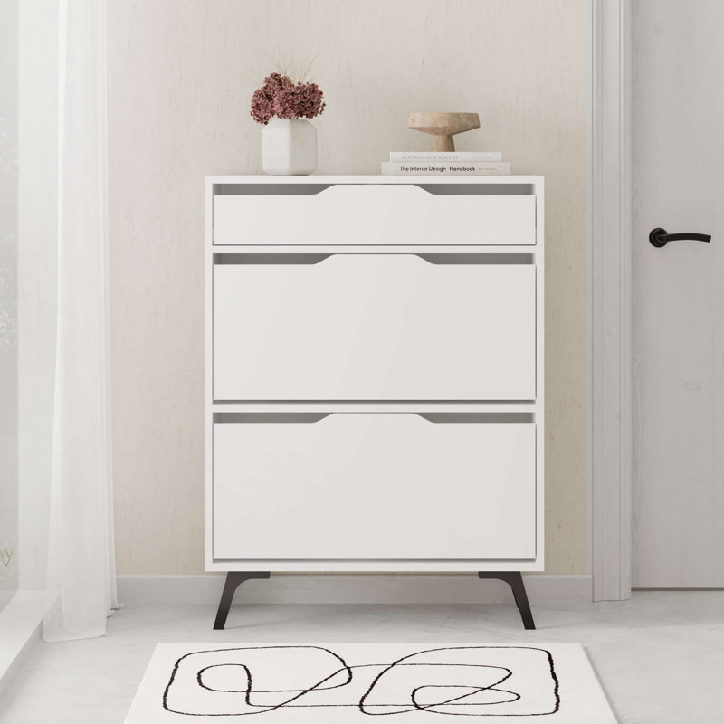 Baneen 8 Pair Shoe Storage Cabinet, White