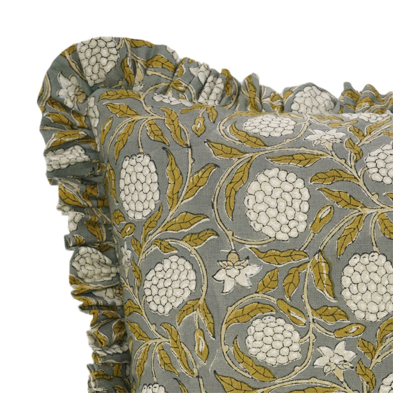 Housse de coussin en lin à motif de fausse toile Fab Fabine, Merakhi, gris, H 36 po x l 14 po, Forme rectangulaire