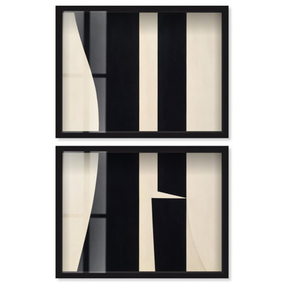 Ensemble de décorations de bureau binaires Rhyth I Shadowbox Print par Art Remedy, cadre noir, 40 x 30