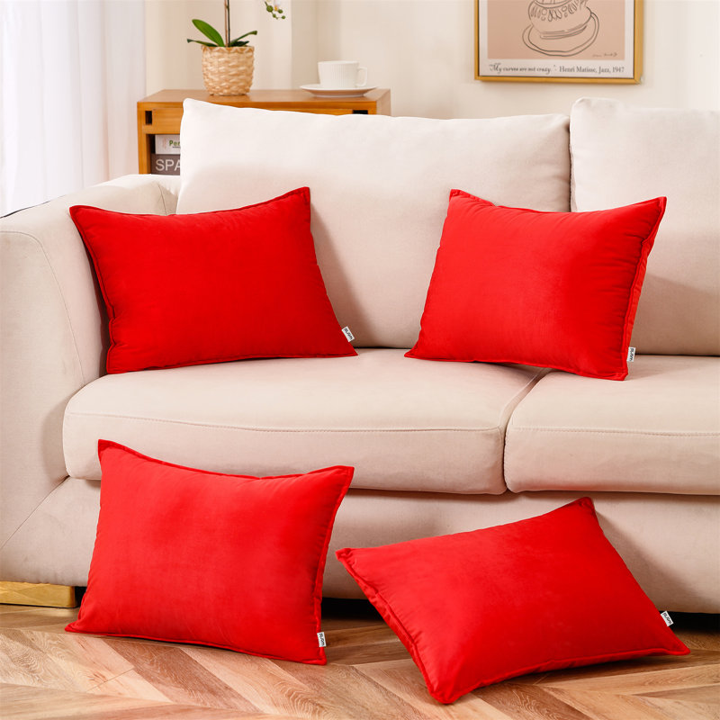 Coussin décoratif en velours, Yes, Rouge