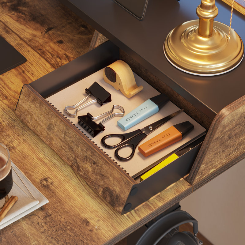 Bureau debout à hauteur ajustable Brely, L 47,24 po x P 25,59 po, Brun rustique / noir