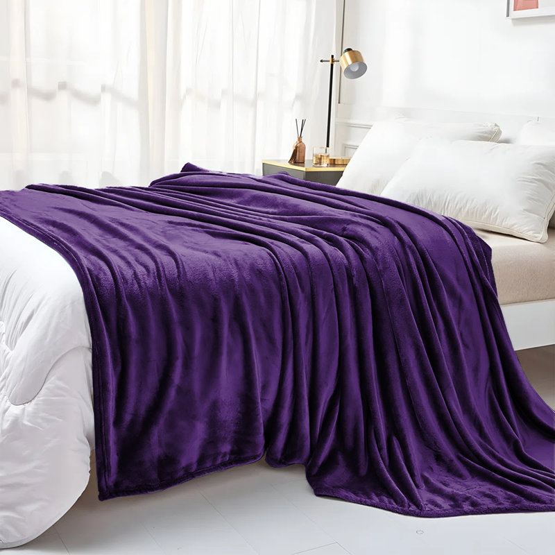 Reversible Faux Fur Mink Fleece Blanket Throw - Ultra Soft Plush Luxury Sofa & Bed Throw, Warm Light, King 200cm x 240cm