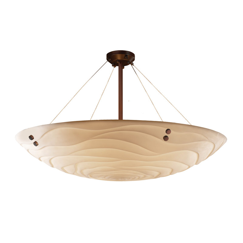 Semi Flush Mount, Brushed Nickel, Pair Square with Points Finials, Waves