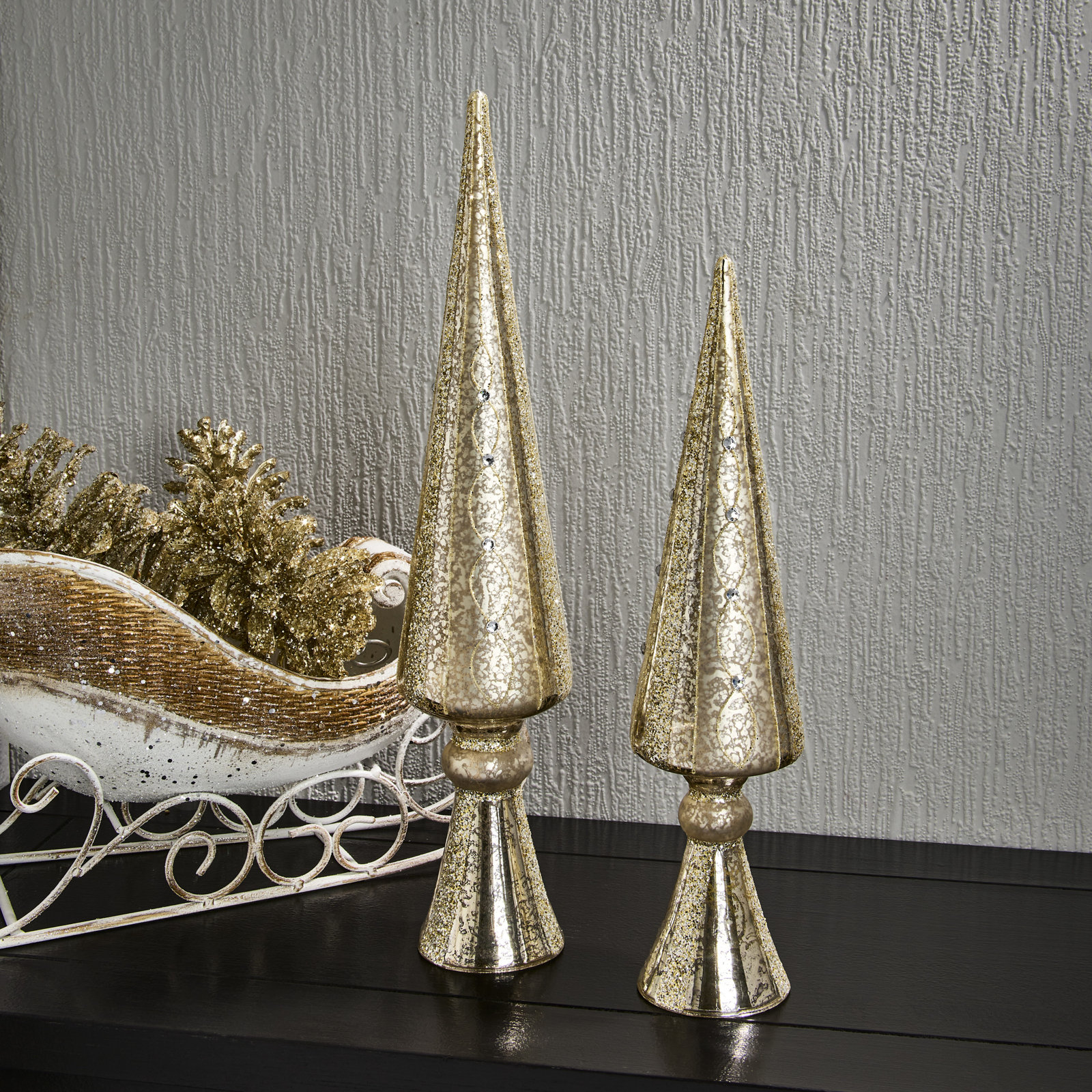 Liggons 2-Piece Mercury Glass Tree Set