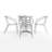 Johannette Round Aluminum Indoor-Outdoor Restaurant Dining Table Set with 4 Slat Back Chairs-93389844-93389841