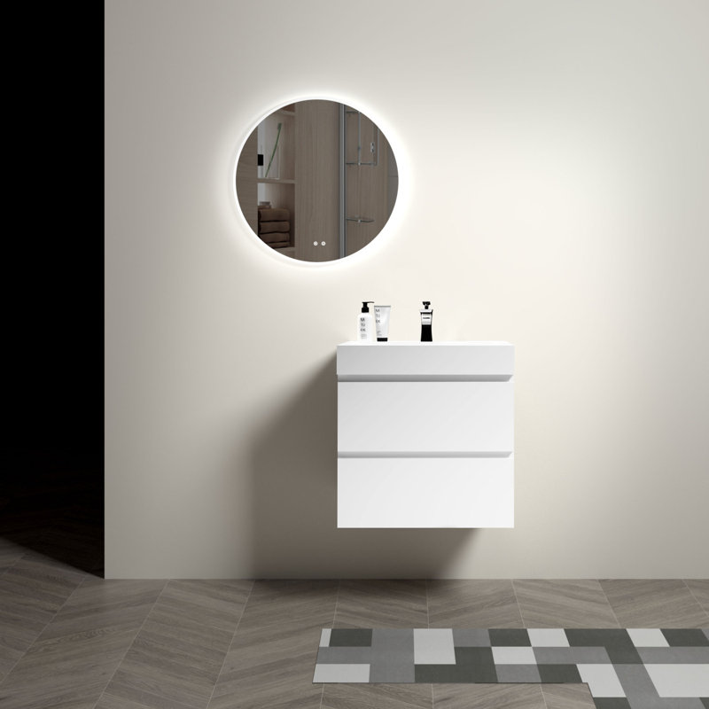 Meuble-lavabo mural 24 po avec lavabo, Blanc