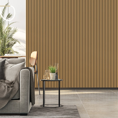 2pcs x "106 x 20.5" 3D Acoustic/Soundproof Wood Slat Wall Panels (set of 2/30.2 sq. ft.)
