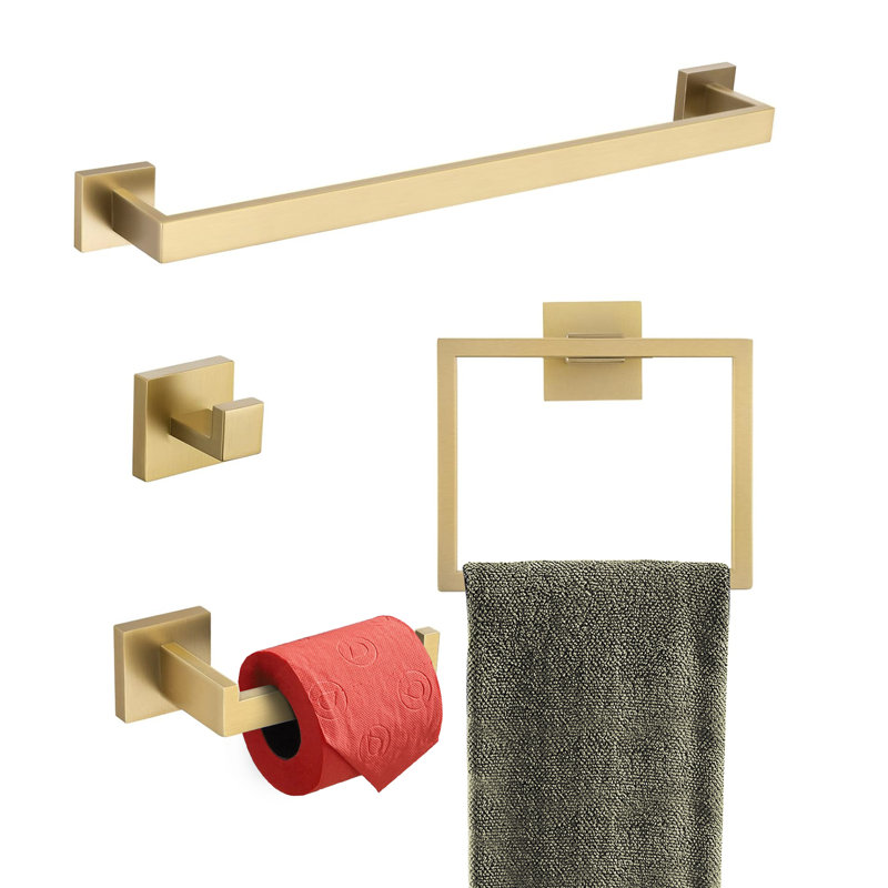 4 - Piece Bathroom Hardware Set, Gold