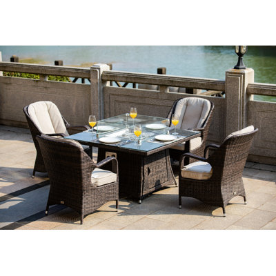 Bisharah 4 - Person Patio Conversation Set with Cushions