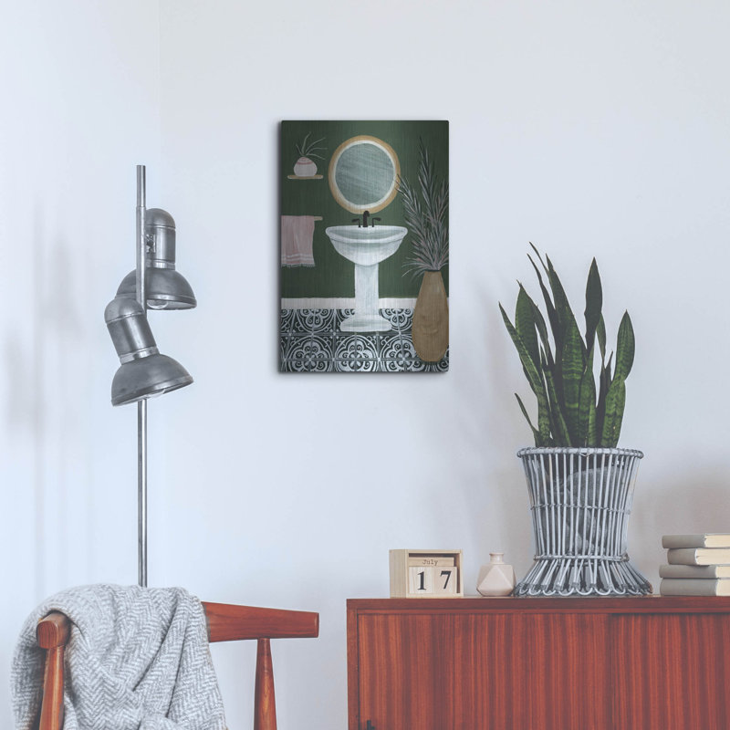 «Green Bathroom 2» par Yvette St. Amant, art mural en métal, H 24 po x l 16 po
