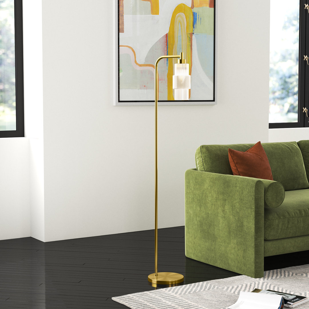 Wadlington 63"H Pillar Shade Gold Arched Floor Lamp Mercury Row® Shade 
