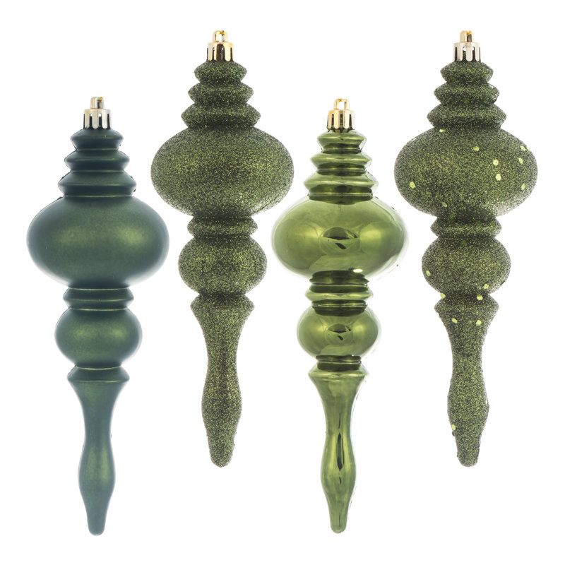 Ornement en faïence de 7 po à 4 finitions, Vert mousse
