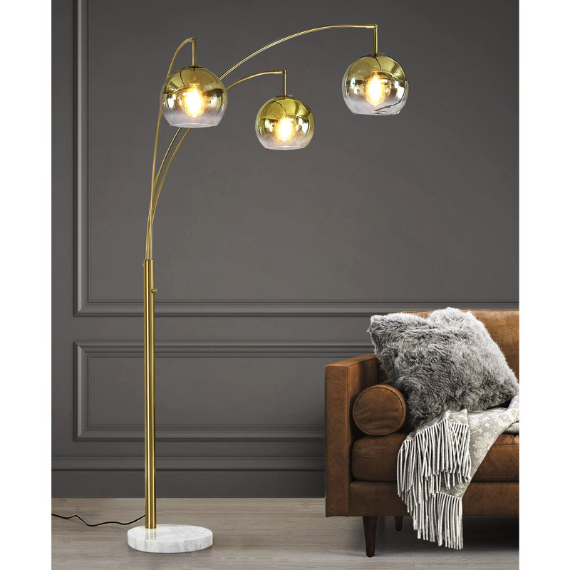 Eddo 84'' Arched Floor Lamp, Gold, Brushed Brass