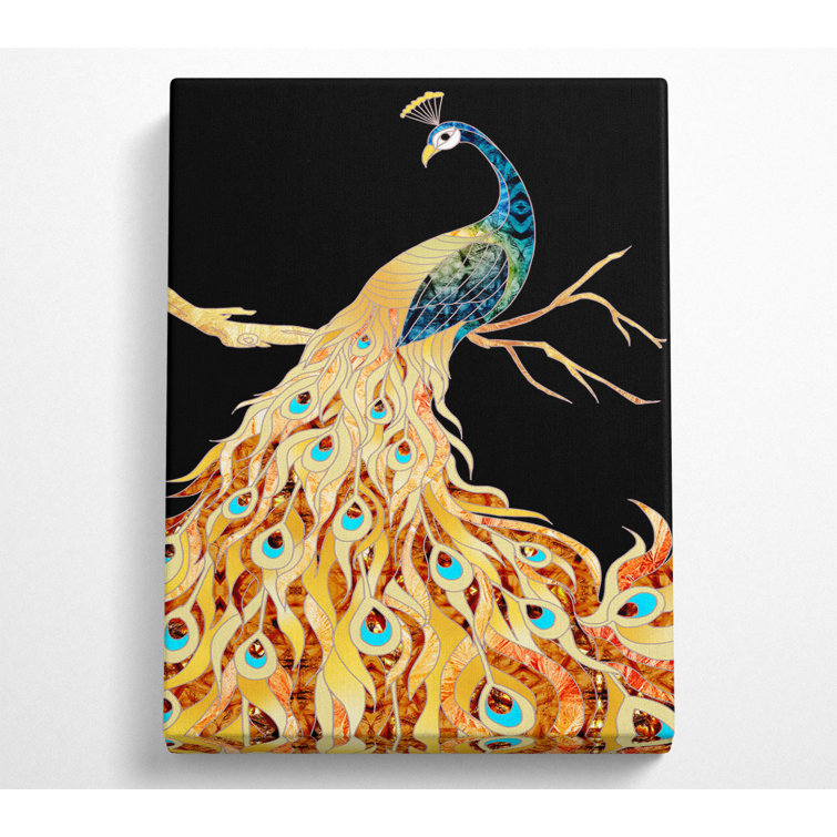 Colourful Peacock - No Frame Print on Canvas