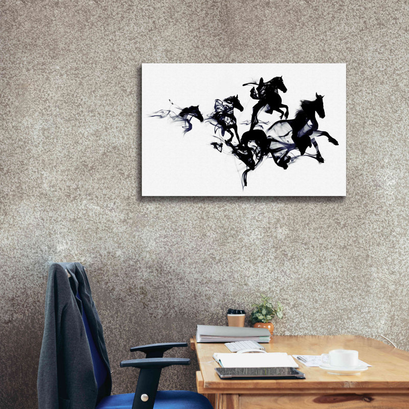 «Black Horses» par Robert Farkas, art mural sur toile, H 26 po x l 40 po x P 1,5 po