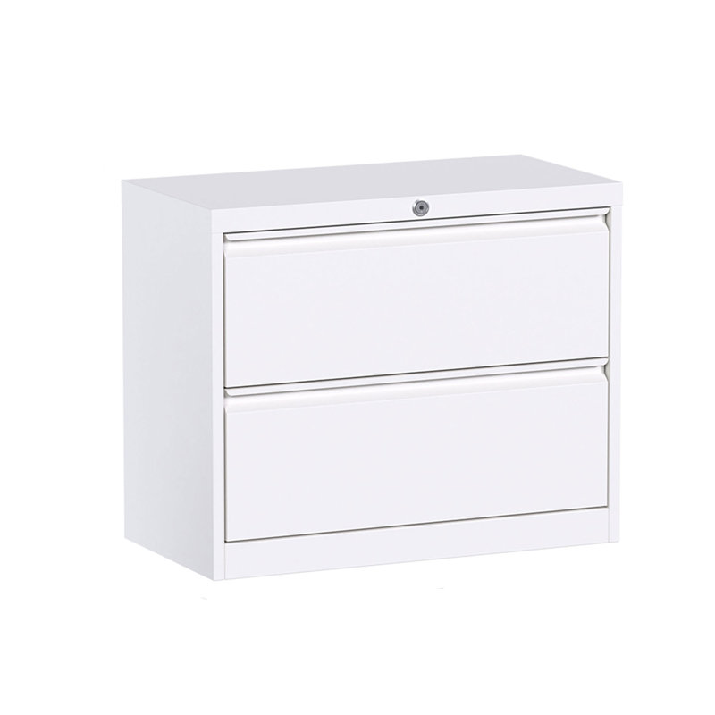White Metal Lockable 2-Drawer Lateral Filing Cabinet