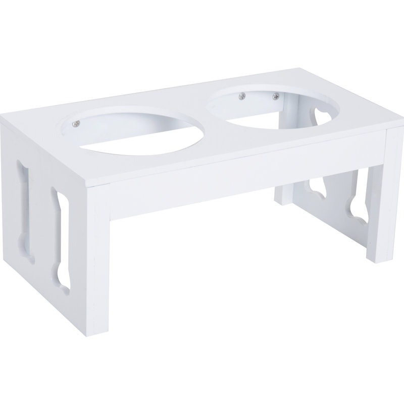 Support à nourriture pour animaux moderne surélevé blanc 23 po avec base stable pour chien - blanc, favorise une meilleure digestion et propreté