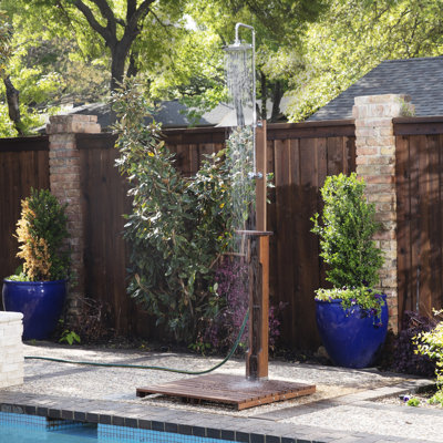 Noah Stainless Steel Free Standing Outdoor Shower and Footwash Spout and Duckboard
