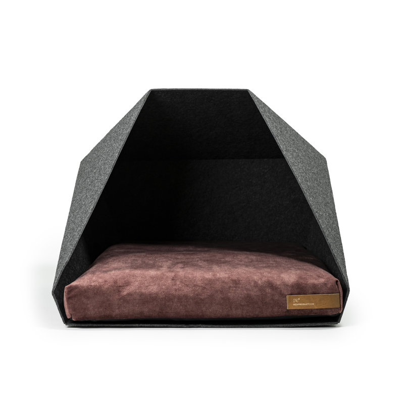 Polyester Pet Bed, Dark Grey/Red