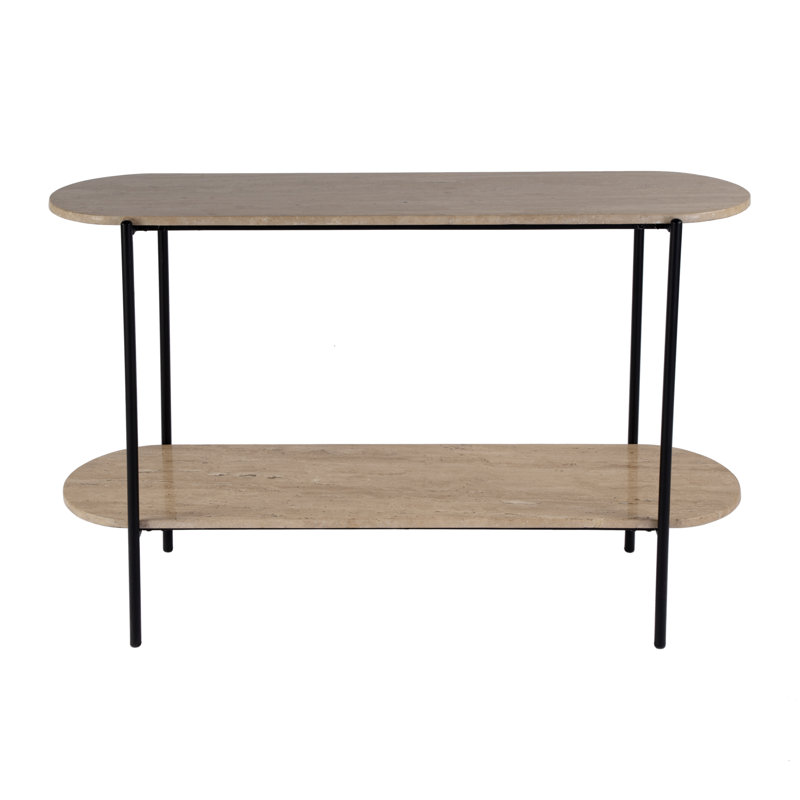 Wilkins 48 in. W Elongated Marble and Iron 2-Tier Console Table