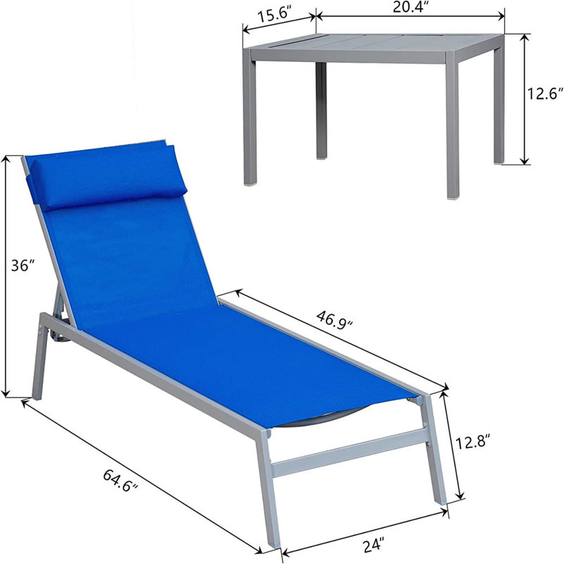 Outdoor Metal Chaise Lounge with Table
