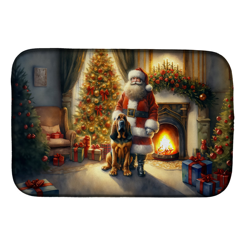 Tapis de vaisselle Bloodhound and Santa Claus