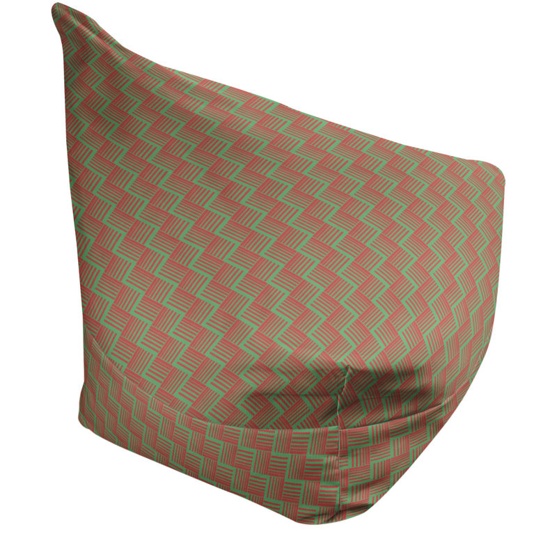 Bean Bag Chair & Lounger, 29" H x 38" W x 42" D, Mint Green/Red