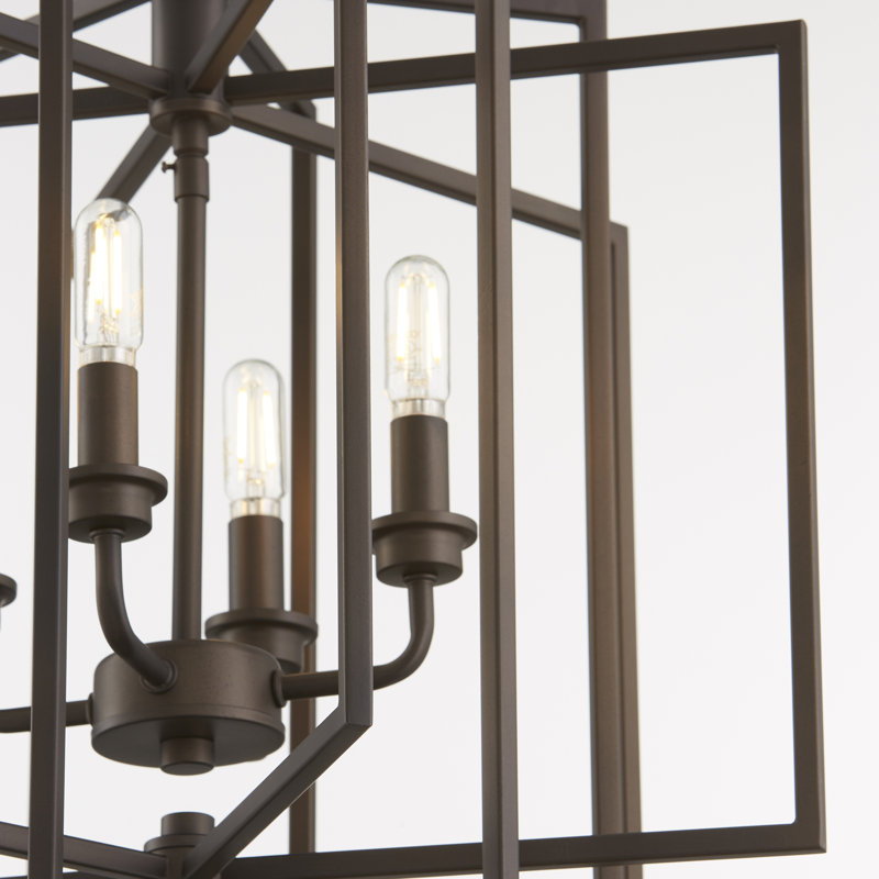 Lustre géométrique à 4 lumières Melora, Bronze huilé