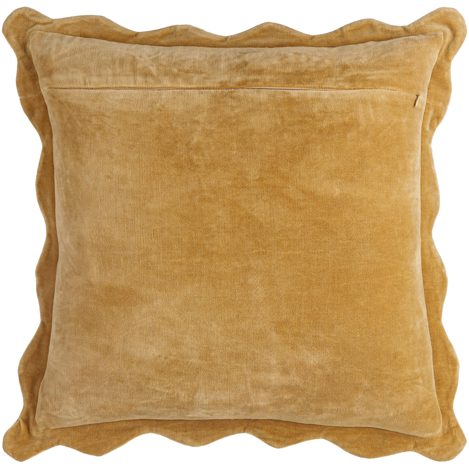 Collier Scalloped Edges Cotton Throw Pillow, 18"H x 18"W, Pillow Cover Only - No Insert, Yellow