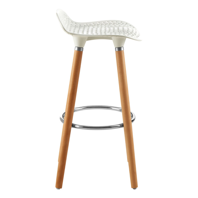 Kai Counter Stool with Solid Wood Frame, White