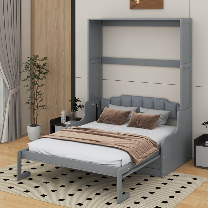 Lit escamotable mural Murphy avec coussin, Gris