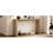 60" Modern Farmhouse Console Table With 2 Concealed Drawers, Waterfall Design Entryway Table With Thickened Legs & Rustic Wood Grain For Living Room, Entryway & Hallway-649482510